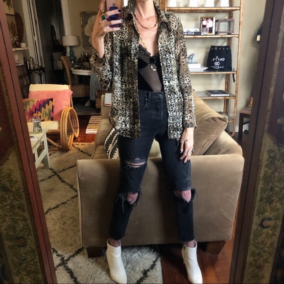 Vintage semi sheer leopard blouse - Picture 5 of 8